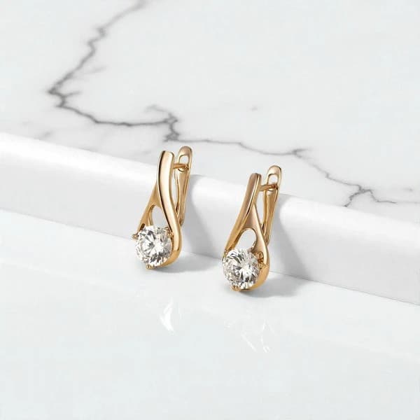 Anti Tarnish Gold Plated American Diamond Studded Contemporary Hoop Earrings for Women & Girls image 1