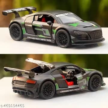 Alloy Metal Yellow Pull Back Toy Diecast Car-Sports Scale Model Audi R8 Die-Cast Model-Ideal Gift For Kids-Pack Of 1, Functional Doors, Pullback image 1