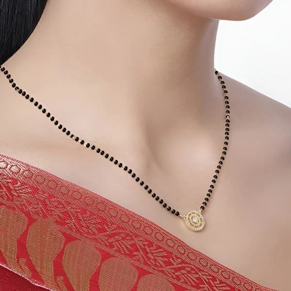 Gold Plated Round Shaped Mangalsutra with Chain for Women image 1