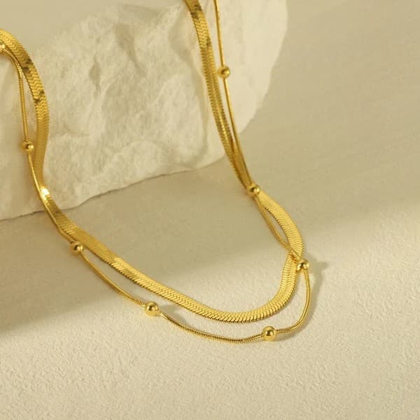 Gold-Plated Anti Tarnish Chain Layered Necklace image 1