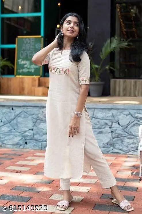 Women’s Rayon Embroidered Straight Kurta | Floral Design | 3/4 Sleeve | Casual & Office Wear Kurti for Women image 1