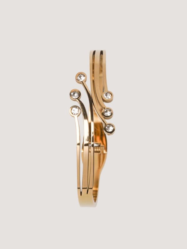 Gold and Rose Gold Plated Stone Studded Designer Bracelet for Women & Girls | Stylish Party Wear Kada image 1
